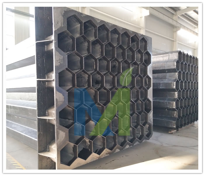 Assembled anode tube bundles of wet electrostatic precipitators Shipping site of the wet electrostatic precipitator anode system